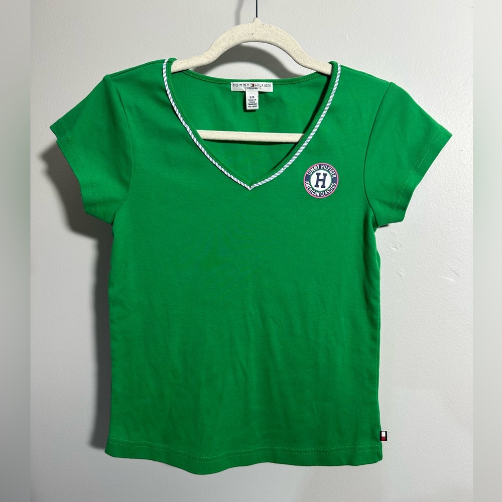 Tommy Hilfiger Women’s S Green Short Sleeve‎ V Neck Sleep Shirt | SKU 0927